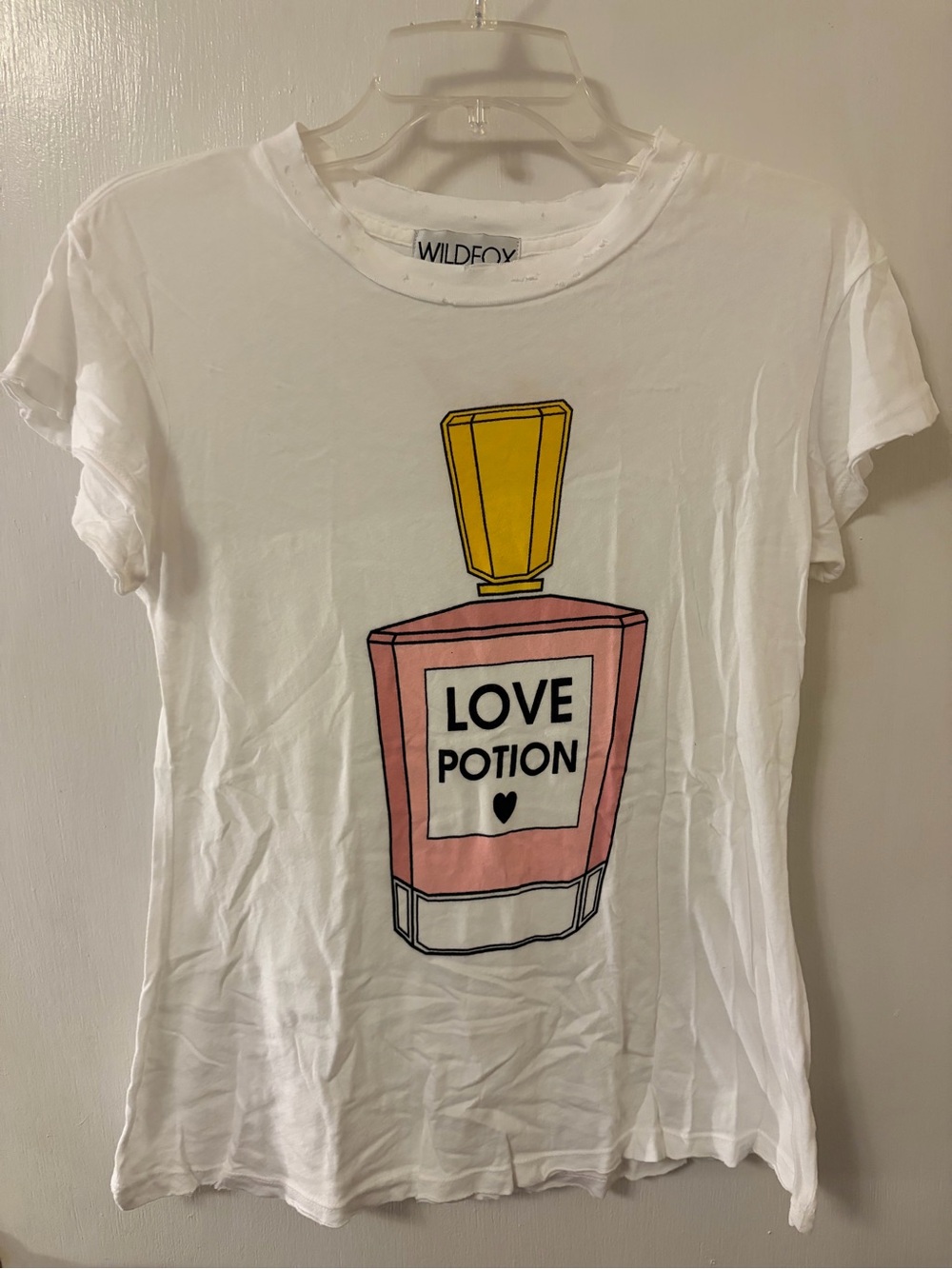 Wildfox White Graphic 'Love Potion' Tee with Pink & Yellow Bottle